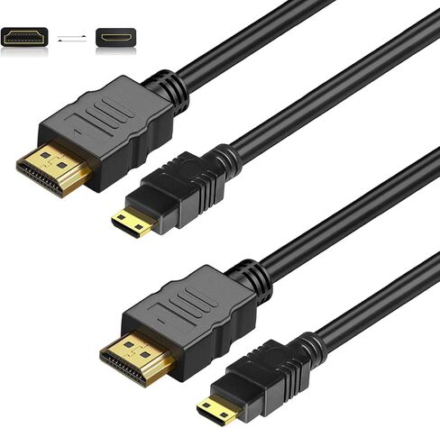 كابل HDMI صغير إلى HDMI بطول 6 أقدام، 2 حزمة HDMI إلى محول HDMI ثنائي الاتجاه عالي السرعة للتلفزيون عالي الدقة والكمبيوتر اللوحي والكاميرا وكاميرا الفيديو وبطاقة الرسومات، Raspberry Pi Zero W، Sony، Nikon Z6، Canon EOS in Kuwait
