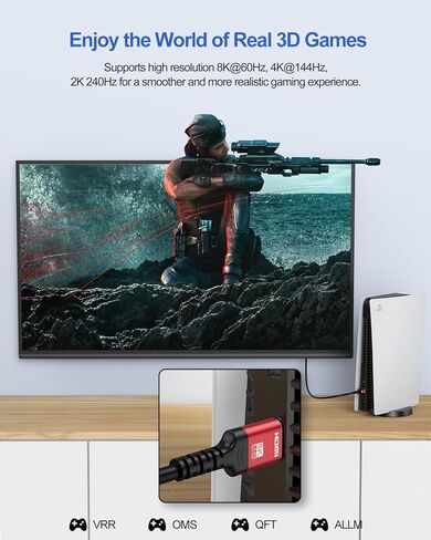 كابل HDMI ARC/eARC لمكبرات الصوت إلى التلفزيون 10 أقدام، 8K@60 هرتز eARC كابل HDMI Dolby Atmos 48 جيجابت في الثانية كابل HDMI عالي السرعة (4K@120 هرتز 2K 3D HDR HDCP 2.2&2.3) لتلفزيون Vizio Samsung Bose Sound bar UHD in Kuwait