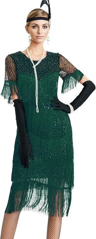 IWIWB 1920s Sequin Vintage Dress Beaded Gatsby Flapper Dress with Accessories Set in Saudi Arabia