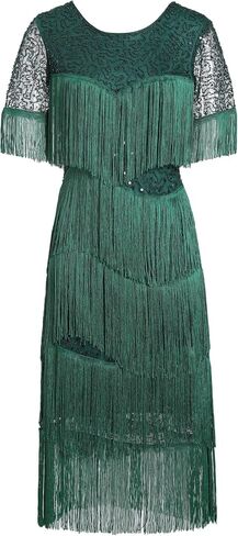 IWIWB 1920s Sequin Vintage Dress Beaded Gatsby Flapper Dress with Accessories Set in Saudi Arabia