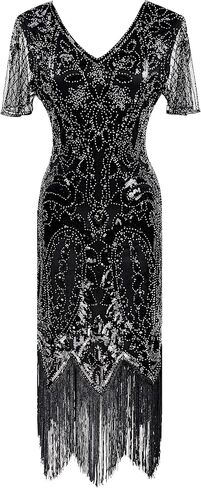 IWIWB 1920s Sequin Vintage Dress Beaded Gatsby Flapper Dress with Accessories Set in Saudi Arabia