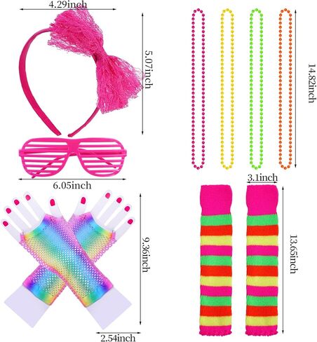 80s زي اكسسوارات ملابس توتو تنورة تدفئة الساق قفازات شبكة صيد السمك مصراع زجاج عقال قلادة للنساء 80s حفلة الهالوين in Kuwait