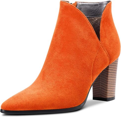 DearOnly Womens Short Bootie Ankle Boots Pointed Toe Block Chunky High Heel Suede Dress Shoes Vintage Classic Zipper 3 Inch in Saudi Arabia