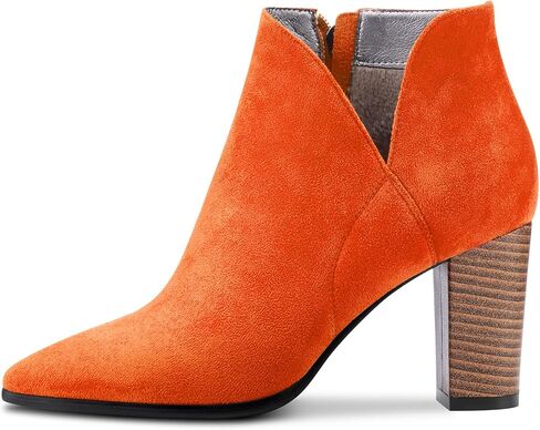 DearOnly Womens Short Bootie Ankle Boots Pointed Toe Block Chunky High Heel Suede Dress Shoes Vintage Classic Zipper 3 Inch in Saudi Arabia