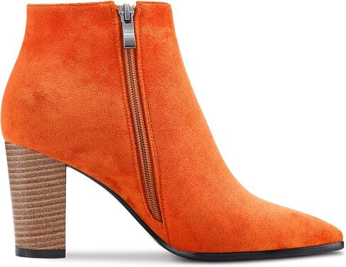 DearOnly Womens Short Bootie Ankle Boots Pointed Toe Block Chunky High Heel Suede Dress Shoes Vintage Classic Zipper 3 Inch in Saudi Arabia