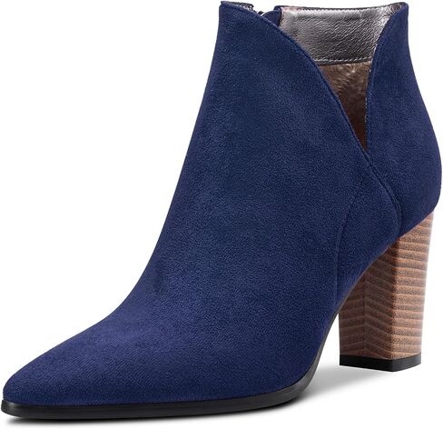 DearOnly Womens Short Bootie Ankle Boots Pointed Toe Block Chunky High Heel Suede Dress Shoes Vintage Classic Zipper 3 Inch in Saudi Arabia