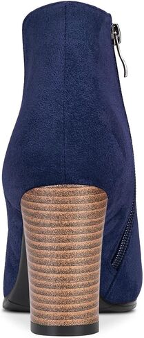 DearOnly Womens Short Bootie Ankle Boots Pointed Toe Block Chunky High Heel Suede Dress Shoes Vintage Classic Zipper 3 Inch in Saudi Arabia