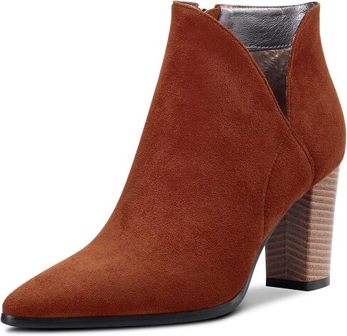 DearOnly Womens Short Bootie Ankle Boots Pointed Toe Block Chunky High Heel Suede Dress Shoes Vintage Classic Zipper 3 Inch in Saudi Arabia