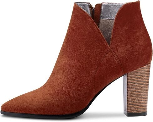 DearOnly Womens Short Bootie Ankle Boots Pointed Toe Block Chunky High Heel Suede Dress Shoes Vintage Classic Zipper 3 Inch in Saudi Arabia