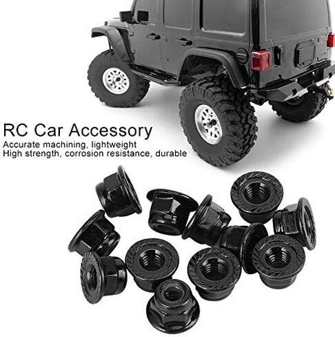 RC Nuts, 12PCS Non Slip Tire 4mm Lock Nut Compatible with TRX4 TRX6 SCX10 1/10 RC Model Car(Black) in Saudi Arabia