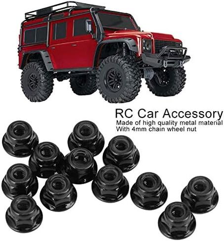 RC Nuts, 12PCS Non Slip Tire 4mm Lock Nut Compatible with TRX4 TRX6 SCX10 1/10 RC Model Car(Black) in Saudi Arabia