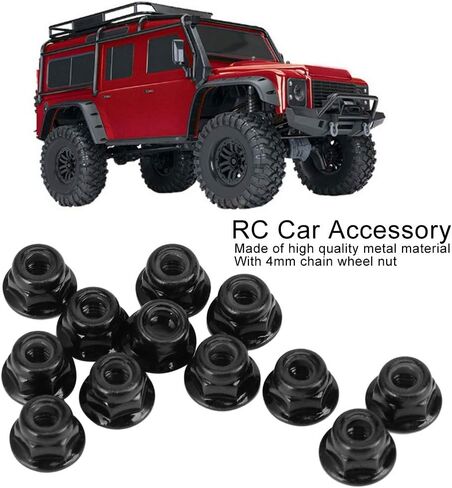 RC Nuts, 12PCS Non Slip Tire 4mm Lock Nut Compatible with TRX4 TRX6 SCX10 1/10 RC Model Car(Black) in Saudi Arabia