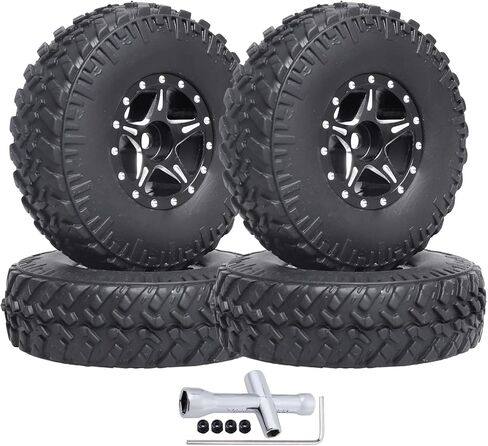1.0 Beadlock Wheels and Tires Set for 1/24 Scale Axial SCX24 AX24 Gladiator Deadbolt Bronco C10 JLU CRC B17 Betty Chevy RC Crawler Upgrade Parts in Saudi Arabia