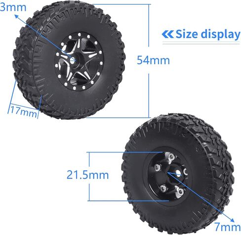 1.0 Beadlock Wheels and Tires Set for 1/24 Scale Axial SCX24 AX24 Gladiator Deadbolt Bronco C10 JLU CRC B17 Betty Chevy RC Crawler Upgrade Parts in Saudi Arabia