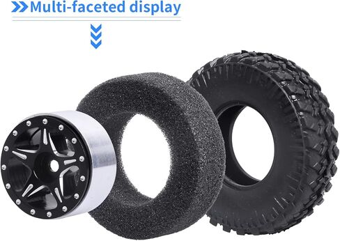 1.0 Beadlock Wheels and Tires Set for 1/24 Scale Axial SCX24 AX24 Gladiator Deadbolt Bronco C10 JLU CRC B17 Betty Chevy RC Crawler Upgrade Parts in Saudi Arabia