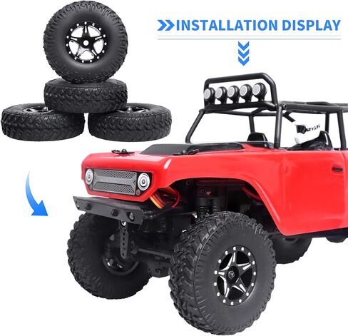 1.0 Beadlock Wheels and Tires Set for 1/24 Scale Axial SCX24 AX24 Gladiator Deadbolt Bronco C10 JLU CRC B17 Betty Chevy RC Crawler Upgrade Parts in Saudi Arabia