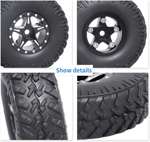 1.0 Beadlock Wheels and Tires Set for 1/24 Scale Axial SCX24 AX24 Gladiator Deadbolt Bronco C10 JLU CRC B17 Betty Chevy RC Crawler Upgrade Parts in Saudi Arabia
