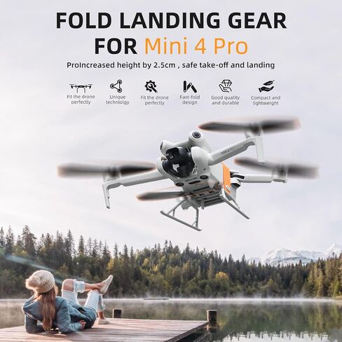 REYGEAK Mini 4 Pro Landing Gear Leg Foldable Extended Kit Landing Leg Protector Extended Propeller Holder Strap for DJI Mini 4 Pro Drone Accessories in Saudi Arabia