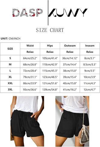 Womens Casual Shorts Comfy Elastic Waist Pocketed Short Pants Drawstring Lightweight Summer Shorts in Saudi Arabia