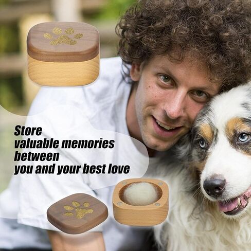 هدايا تذكارية للحيوانات الأليفة للكلاب، صندوق تذكاري لشعر الكلاب الأليفة، صندوق تذكاري أنيق من فراء الحيوانات الأليفة من خشب الجوز مع غطاء، وجرار رماد الكلاب in Kuwait