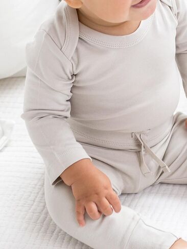 مجموعة ملابس عضوية ملونة مكونة من قطعتين - حجري - 0-3 أشهر in Kuwait