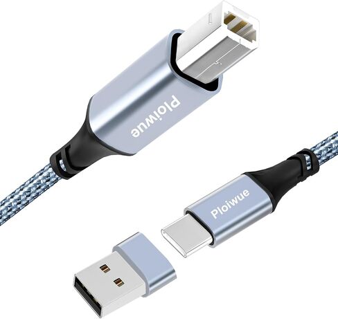 USB B to USB C Printer Cable 1m （3.3 FT ） with USB A to USB C Female Adapter, Compatible with MacBook Pro/Air, Yamaha Piano Keyboard, DAC, iPad DJ Controller MIDI Cable in Saudi Arabia