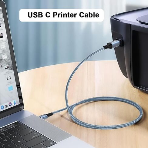 USB B to USB C Printer Cable 1m （3.3 FT ） with USB A to USB C Female Adapter, Compatible with MacBook Pro/Air, Yamaha Piano Keyboard, DAC, iPad DJ Controller MIDI Cable in Saudi Arabia