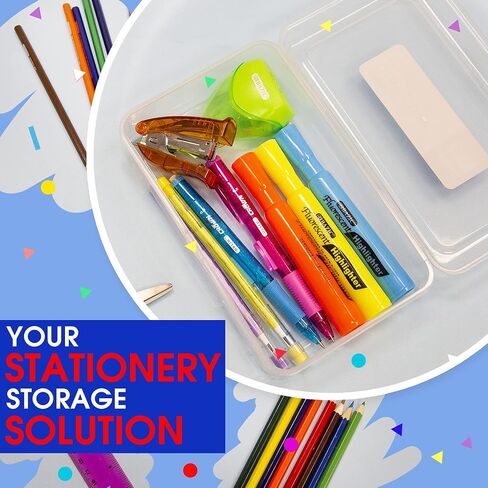 BAZIC Plastic Pencil Case Utility Storage Box, Clear Color, Multi Purpose Organizer for Pens Pencils, 4-Pack in Saudi Arabia