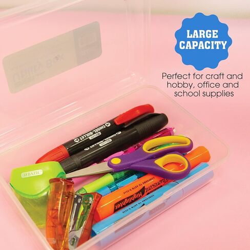 BAZIC Plastic Pencil Case Utility Storage Box, Clear Color, Multi Purpose Organizer for Pens Pencils, 4-Pack in Saudi Arabia