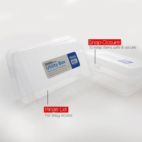BAZIC Plastic Pencil Case Utility Storage Box, Clear Color, Multi Purpose Organizer for Pens Pencils, 4-Pack in Saudi Arabia