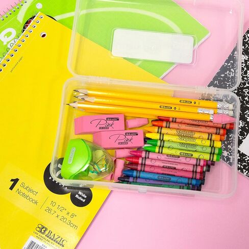 BAZIC Plastic Pencil Case Utility Storage Box, Clear Color, Multi Purpose Organizer for Pens Pencils, 4-Pack in Saudi Arabia