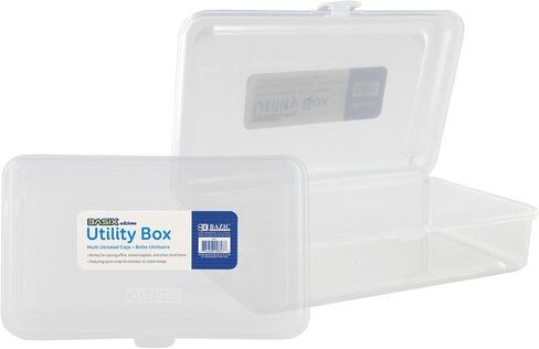BAZIC Plastic Pencil Case Utility Storage Box, Clear Color, Multi Purpose Organizer for Pens Pencils, 4-Pack in Saudi Arabia