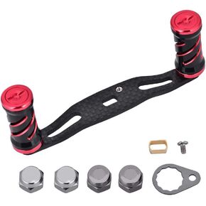 Fishing Reel Handle, Carbon Fiber Frame Fishing Reel Handle Knobs Baitcaster Handle for Daiwa/Abu 95mm(Black + Red) Baitcaster Handle Carbon Fiber Fishing Handle Carbon Fiber Fishing Handle