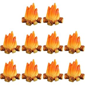 10Pcs Fake Fire Bonfire Model Miniature Fire Figurine Fake Camp Fire Resin Toys Pretend Fire Pit for Kids Micro Scene Prop Flower Pot Decor Mini Flame Toy Dollhouse Accessories Toy Fire Decor