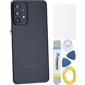 Black Plastic Back Cover Replacement for Samsung Galaxy A23 5G SM-A236U SM-A236B Rear Camera's Frame and Glass Cover Pre-Cut Adhesive and Installation Instruction Tool Kit are Include