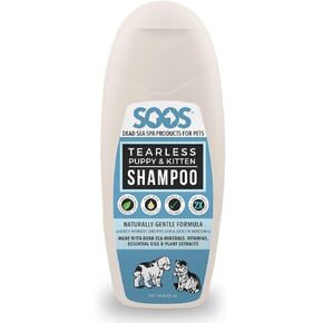 Soos Pets Pet Shampoo Natural Dead Sea Tear-Less Fast Absorbing with Vitamins Minerals Essential Oils Natural Elements for Puppy and Kitten - 1x Pet Shampoo (250ml / 8.45 oz)