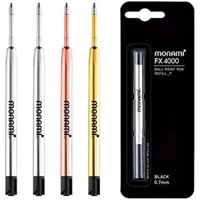 4 Pcs MONAMI FX-4000 153 Ballpoint Pen Refill 0.7mm(2Pcs)/1.0mm(2Pcs)