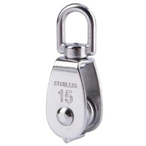 M15 Single Pulley Block 304 Stainless Steel Pulley Roller 360 Degrees Crane Swivel Single Pulley Roller