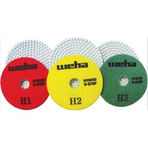 4 Inch Weha 3-Step Hybrid Diamond Polishing Pads - Set of 3