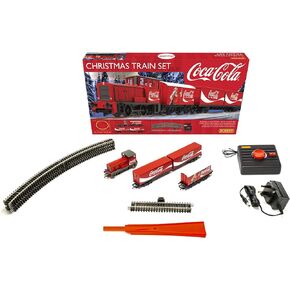 Hornby Hobbies The Coca-Cola Christmas Electric Model Train Set HO Track with Remote Controller & US Power Supply R1233, Red