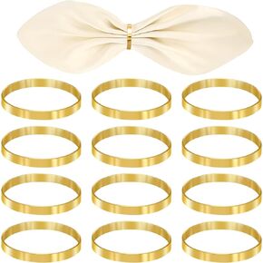 Gold Napkin Ring Set of 12, Round Modern Napkin Rings, Metal Bulk Napkin Rings Holders for Cloth Napkins Wedding Party Ramadan Easter Napkin Rings Table Decor