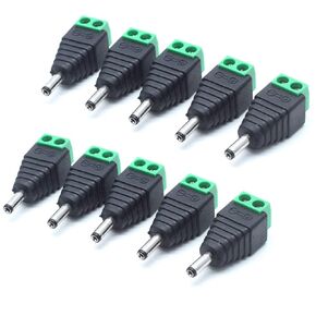 10pcs Male DC Power Connector 3.5mm x 1.35mm Cable Jack Adapter Connector Plug for Security Camera, Green
