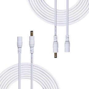 2pcs 3M/9.84Feet DC Extension Cable, 12V DC Power Adapter Plug Extension Cord 5.5mm x 2.1mm Male to Female Extension Wire for DC 12V Power Adapter, CCTV Security Camera etc. - White