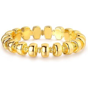Gold Satellite Bead Ring for Women 14K Gold Plated Minimalist Stack Finger Jewelry Size 6-8