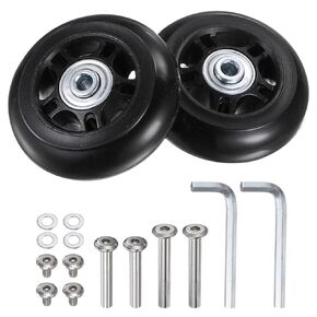 uxcell Replacement Luggage Wheels 90x24mm Suitcase Wheel Repair Kits Include 4 PU Bearing Wheels & Washers, Wrenches & Axle Screw for Trolley Bag, Inline Skate and Caster Board