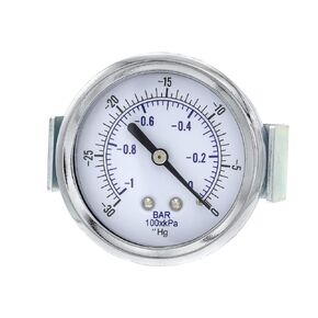 PIC Gauges 103D-254F U-Clamp Panel Mount Dry Pressure Gauge w/ Chrome Plated Steel Case, Brass Internals, Chrome Bezel, Plastic Lens, 2.5" Dial, 0/160 psi Range, 1/4" Male NPT