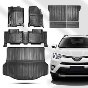 Cargo Liner & Backrest Mat Compatible for 2013-2018 Toyota Rav4 Trunk Mats(No EV Electric Models) and Rear Trunk Backrest Mat All Weather Mats Liner (13-18RAV4 Backrest mat +Cargo Liner)