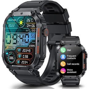 ساعة ذكية للرجال والنساء، مكالمة بلوتوث، IP69K مقاومة للماء لتتبع اللياقة البدنية مع مراقب معدل ضربات القلب وتتبع ضغط الأكسجين في الدم لهواتف Android وiOS، شاشة 2 بوصة فائقة الدقة in Kuwait
