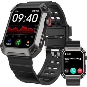 Running Smartwatch for Men 2024 Rival Military Smartwatch Bluetooth Call(Answer/Dial Call) 5ATM Waterproof, 1.83" Big Screen Sports Fitness Tracker Blood Pressure Watch Android iPhone Watch Reloj
