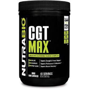 NutraBio CGT-MAX Powder- Creatine, Glutamine and Taurine to Support Muscle Recovery and Strength - 40 Servings - Tropical Fruit Punch…